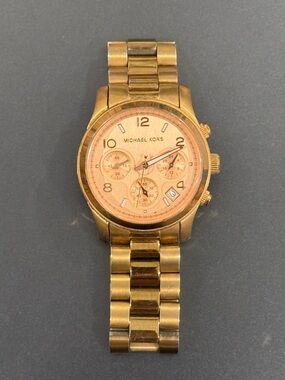 Michael Kors Gold-Tone Watch with Rose Dial